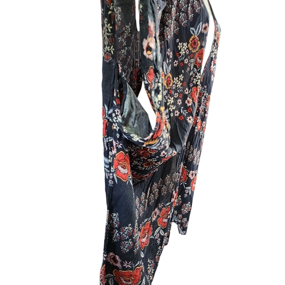En Creme Dark Floral Kimono Large Blue - Picture 5 of 7
